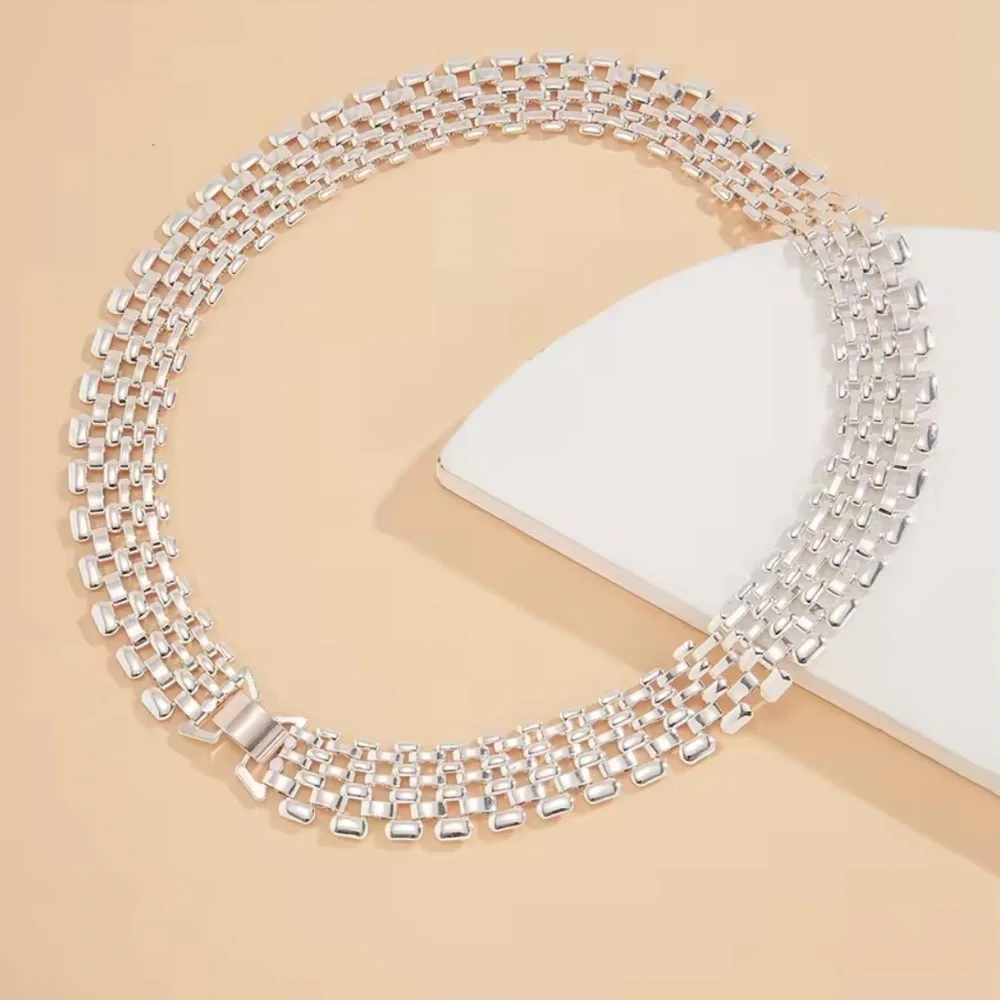 Seraphine Luxe Silver Multi-Layer Mesh Collar Necklace